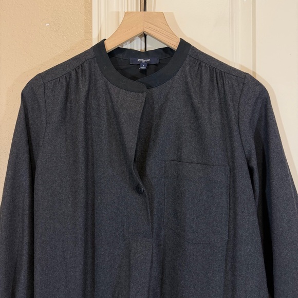 Madewell Wool Blend Flannel Latitude Shift Dress in Charcoal Gray - Picture 3 of 9